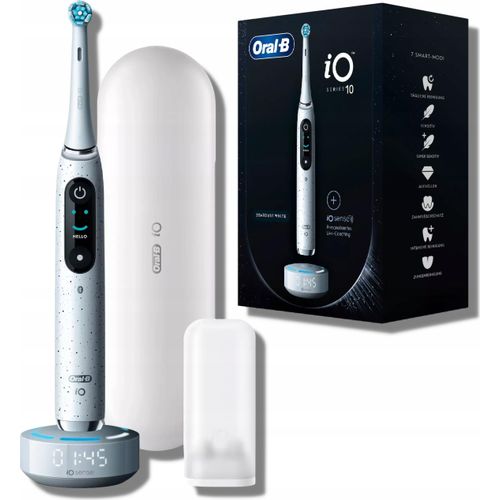 Oral-B | Elektrische Zahnbürste - iO Series 10 - Stardust White - mit KI-Technologie - 7 Reinigungsmodi