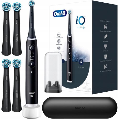 Oral-B | Elektrische Zahnbürste - iO Series 6 - Schwarz Lava - Mit künstlicher Intelligenz - 5 Reinigungsmodi