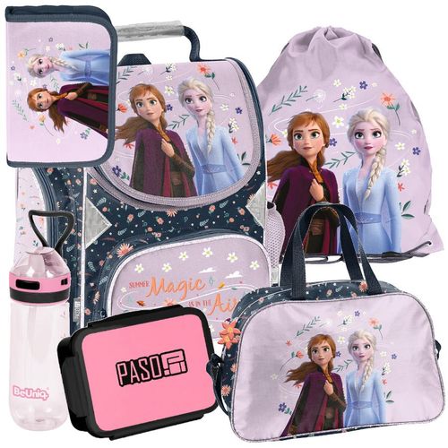 Schulranzen 6-tlg. Set für Mädchen & Jungen FROZEN disney Eingefroren – Paso Ranzen, Mäppchen, Tasche, Flasche, Frühstückstasche