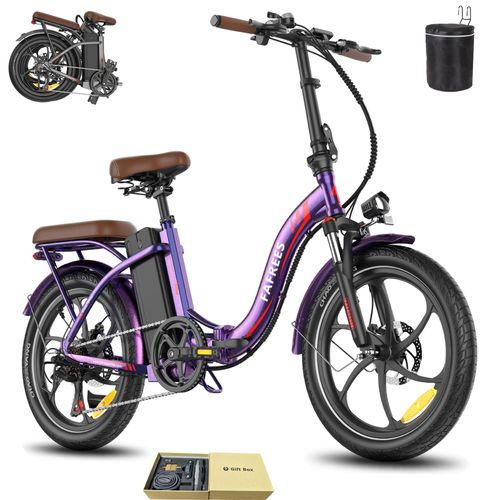 E-Bike 20 Zoll Rostbeständigkeit Aluminiumlegierung 36 V 22,5 Ah 810 Wh bis zu 130 - 180 km Wasserdicht IP54 mit 7 Gang, Lila