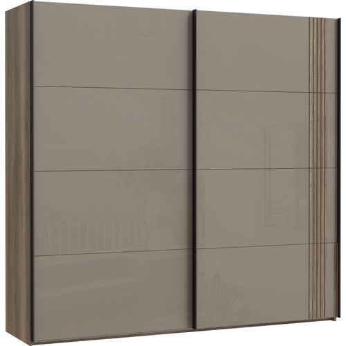 Furniture24 Schwebetürenschrank Savona Svns92411-T15 Schrank Kleiderschrank Antik Eiche/Beige Hochglanz