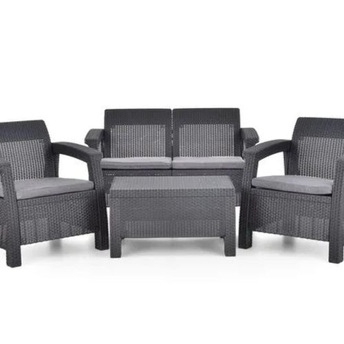 HECHT SIERRA XL Garten Möbel Set mit Kissen | Polyrattan | Wetterfest | 4-teilig | Sitzgruppe Lounge Set