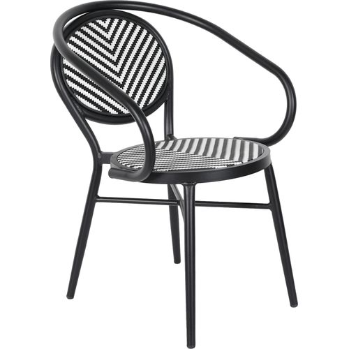 Gartenstuhl im Pariser Bistrostil aus Aluminium und schwarzem Rattan - Oviala Villiers