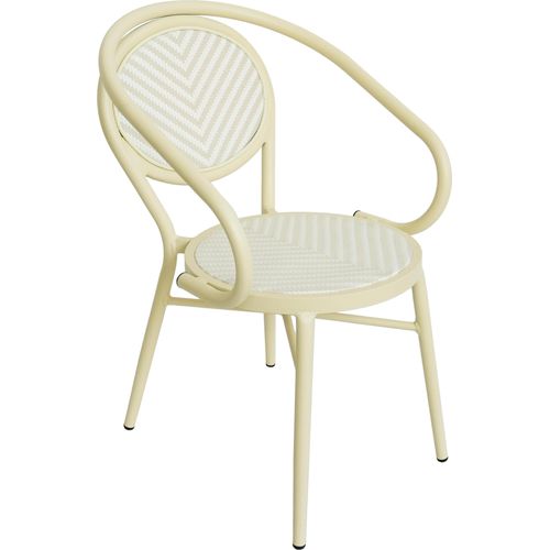 Gartenstuhl im Pariser Bistrostil aus Aluminium und beigem Rattan - Oviala Villiers