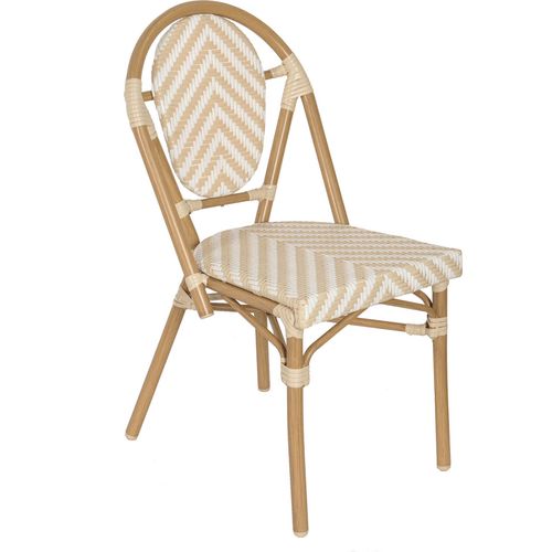 Gartenstuhl im Pariser Bistrostil aus Aluminium und beigem Rattan - Oviala Alma