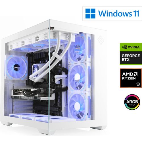 Gaming PC, AMD Ryzen 9 9950X3D, 4300 MHz, GeForce RTX 5070 Ti, 64 GB DDR5 RAM, 4000 GB M.2 SSD, Windows 11 Home, USB 3.2 | M12140H