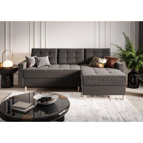 Ecksofa 224x144 Kronos 15 Grau Bari RN01 Rechts