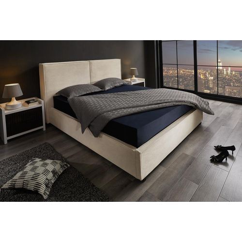 riess-ambiente Modernes Boxbett ROCCO 180x200cm beige Cord mit Stauraum