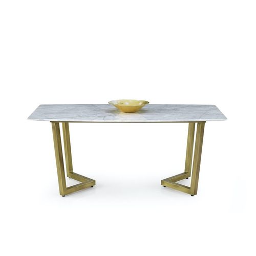 Esstisch Marmor – 170 x 90 x 75 cm Goldfarbenes Metallgestell & edle Marmorplatte