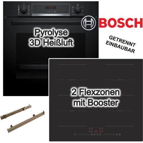 Herdset Bosch Backofen PYROLYSE TELESKOPAUSZUG + PKM Induktionskochfeld Flex-Zonen autark 60cm