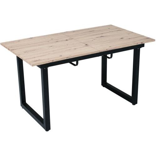 Esstisch 140/180x80x75cm Eicheoptik Erweiterbar Esstisch MDF Schwarz Eisen Platzsparend Industriestil Skalierbar