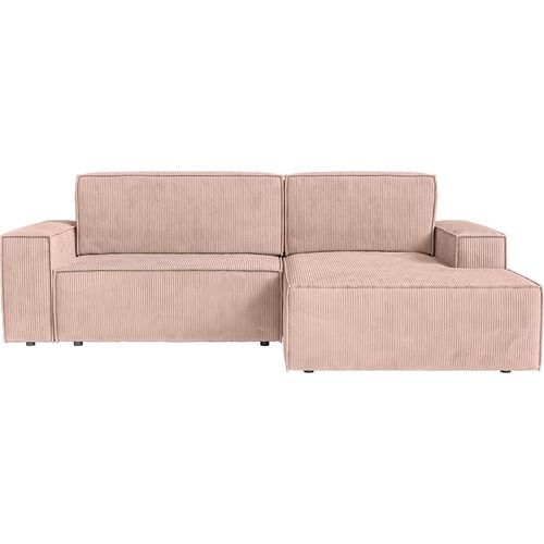 FEDVE Ecksofa Kokko mit Cordbezug mit Schlaffunktion, Hellrosa