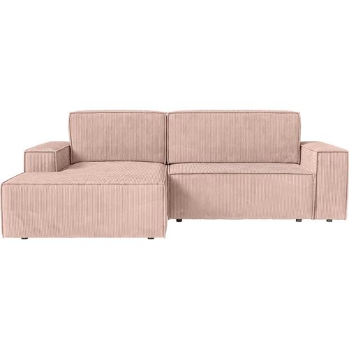 FEDVE Ecksofa Kokko mit Cordbezug mit Schlaffunktion, Hellrosa