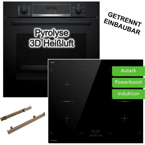 Herdset Bosch Backofen PYROLYSE TELESKOPAUSZUG + Keenberk Induktionskochfeld autark 60cm