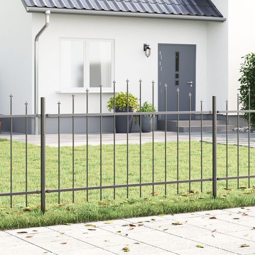 Möbel Gartenzaun mit Bogenoberteil Grau 10,2x1 m Stahl - Metallzäune 3360119