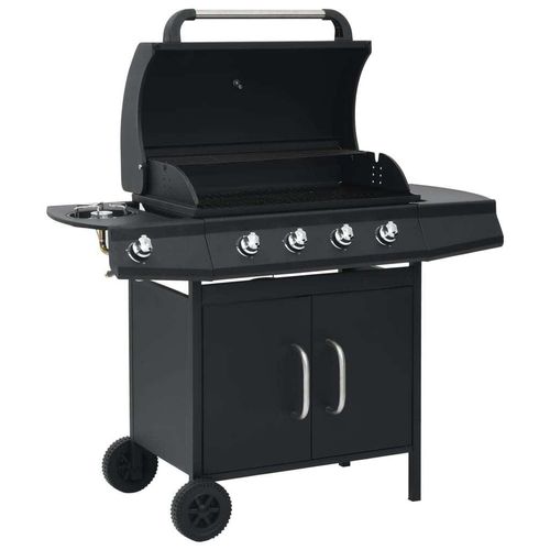 Gasgrill 4+1 Flammen Schwarz Stahl