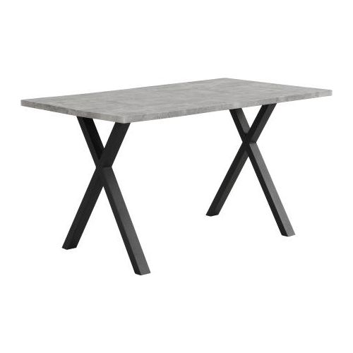 Beistelltisch Schwarz und Grau 140x80x76cm Rechteckig Gekreuzten Beinen Marmorstruktur Schmiedeeisen Einfacher Couchtisch Schreibtisch Esstisch