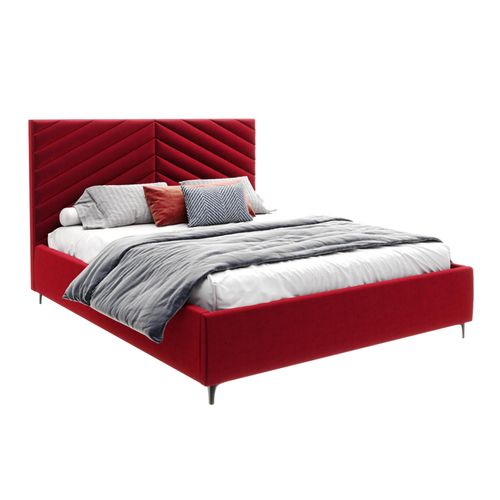 Bett MISTERO 160x200 cm Polsterbett mit Lattenrost aus Metall Bettkasten Samt Paris wine