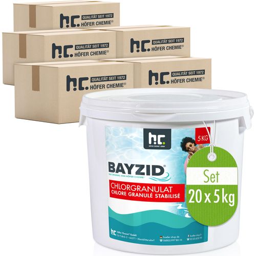 20x5 kg BAYZID® Chlorgranulat für Pools mit Aktivchlor zur Poolwasser Desinfektion