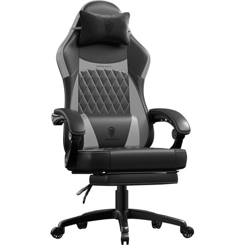 Gaming Stuhl Dowinx Racing Gamer Stuhl Ergonomisch 150KG Lendenwirbelstütze Kunstleder Grau