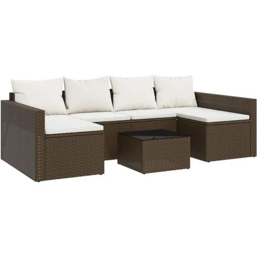 Gartenmöbel Set 2-TLG. Lounge-Set Rattan Terrasse Braun Kissen