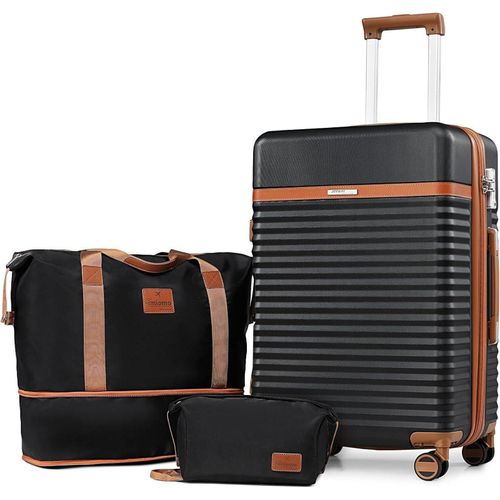 Joyway ABS Hartschalen Kofferset 3-teilig mit 4 Rollen & TSA Schloss Schwarz L-66cm