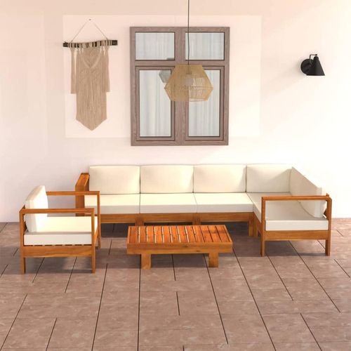 Gartenmöbel-Set Holz Lounge Ecksofa 7-tlg Akazie Terrasse Loungemöbel