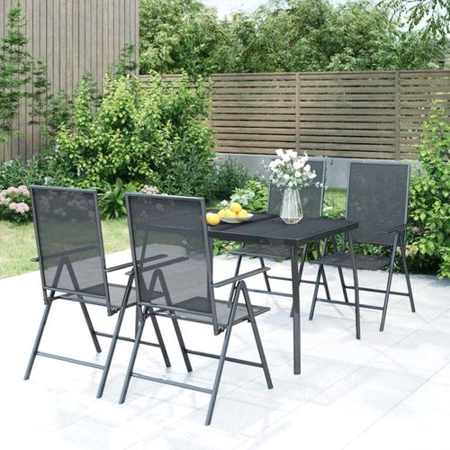 Capwee Garten Essgruppe 4 Stühle Tisch Set klappbar verstellbar 5-tlg
