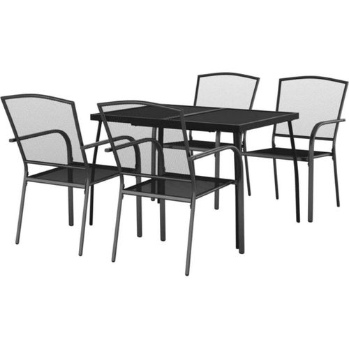 vidaXL Garten Essgruppe Anthrazit Stahl Tisch 2 Stühle stapelbar