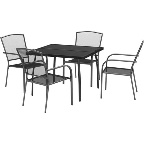 vidaXL Garten Essgruppe 3-tlg. Tisch 2 Stühle Anthrazit Stahl