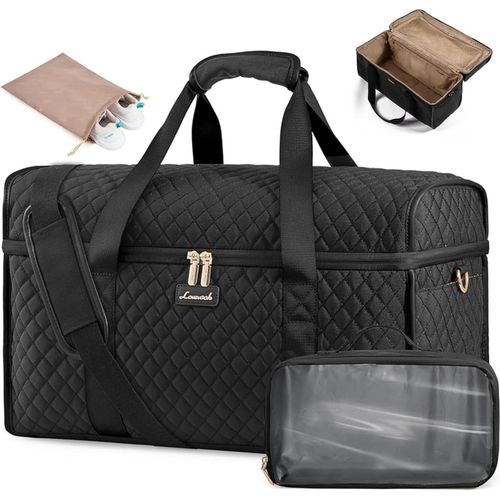 Große Reisetasche Damen Weekender Handgepäck Schwarz