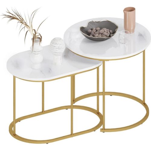 Satztisch-Set: Couchtisch Beistelltisch 2er Set Wohnzimmer moderner Stil