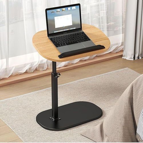 Beistelltisch Holz Klein C-Form Höhenverstellbar Couchtisch Sofa Table