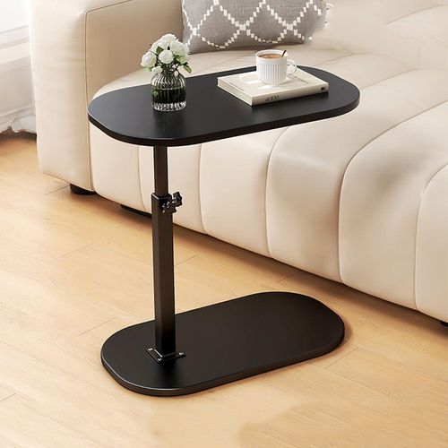 Beistelltisch Holz Klein C Form Höhenverstellbar Side Table Schwarz