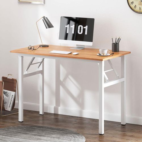 Klapptisch Computertisch 100x60x75 cm Schreibtisch Teak & Weiss