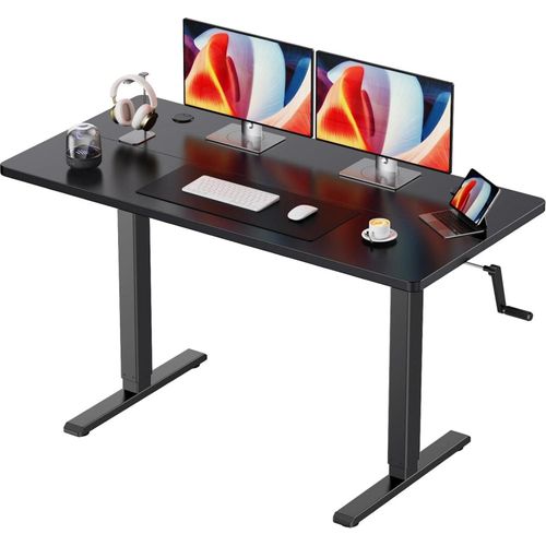 Höhenverstellbarer Schreibtisch 120x60cm Schwarz Kohlenstoffstahl-Spanplatten