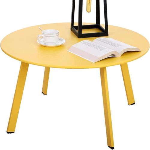 Runder Beistelltisch Metall Garten Sofatisch Gelb Ø 70 x 40H cm