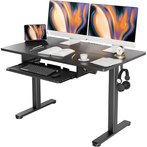 Höhenverstellbarer Schreibtisch Elektrisch 120 x 60 cm mit Tastaturablage