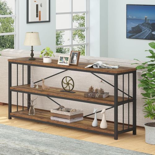 Konsolentisch Holz Bücherregal 3 Ebenen Multifunktionsregal 34x178x74 cm