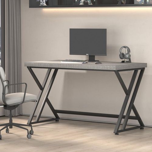 Schreibtisch Vintage Holz Metallgestell 120x60 cm Grau