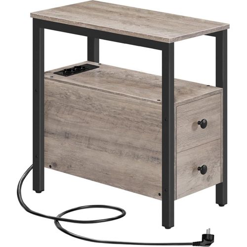 Beistelltisch mit Ladestation und USB-Anschluss, Sofatisch mit Schubladen