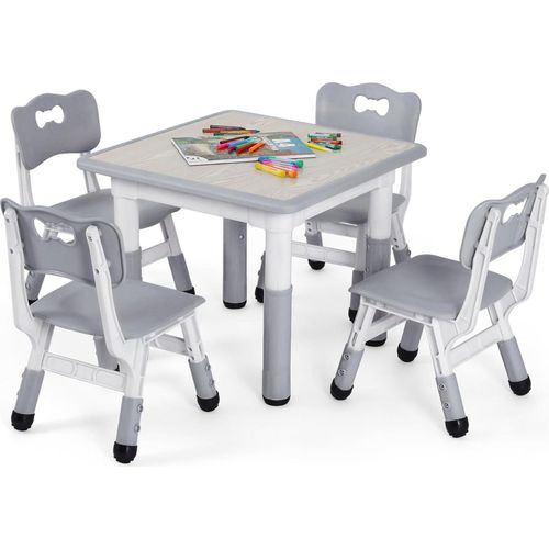 MAMIZO Kindertisch Set mit 4 Stühlen höhenverstellbar für Kinderzimmer