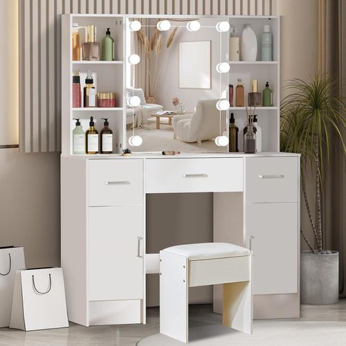 Schminktisch mit Beleuchtung und Hocker 100x40x140cm