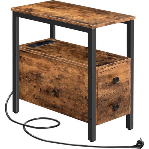 Beistelltisch mit Ladestation und Schubladen, USB-Anschluss, Steckdose