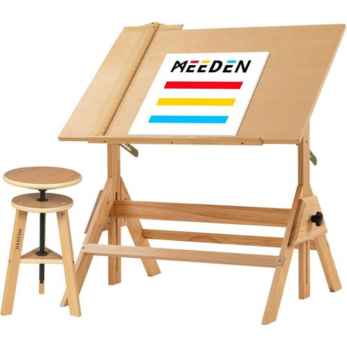 MEEDEN Holz Zeichentisch 96x60cm Verstellbare Höhe Künstler Hocker