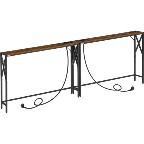 Industrie-Konsolentisch mit Ladestation Vintagebraun 100x15x73.5cm