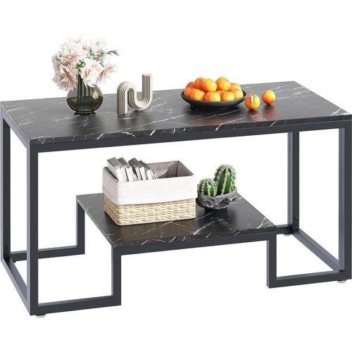 Couchtisch Holz Wohnzimmertisch Kaffeetisch Stauraum Schwarz 100x48x45cm