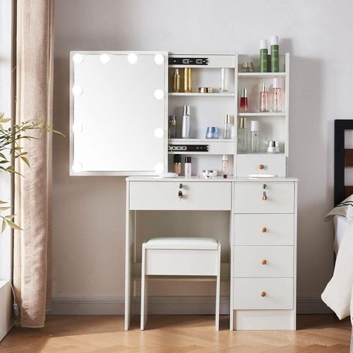 Schminktisch mit LED Licht und 6 Schubladen