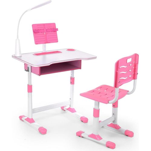 Höhenverstellbarer Kinderschreibtisch mit Stuhlset Rosa