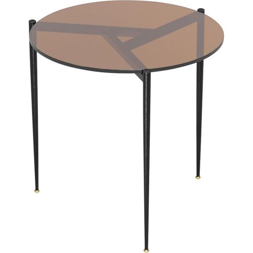 Glas Couchtisch Rund Minimalistisch Gold 50 cm × 50 cm